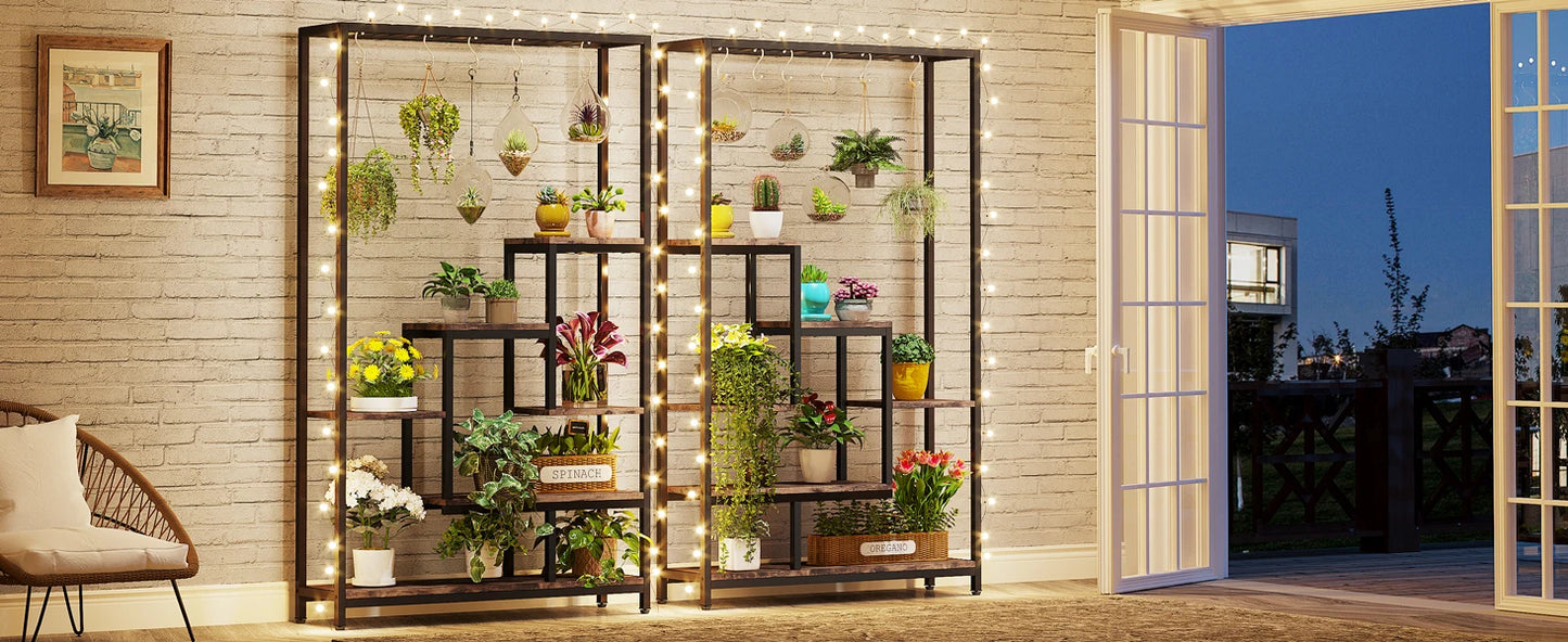 Tribesigns 5-Tier Tall Indoor Plant Stand – 70.9" Metal Shelf with Hooks