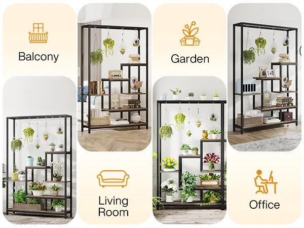 Tribesigns 5-Tier Tall Indoor Plant Stand – 70.9" Metal Shelf with Hooks