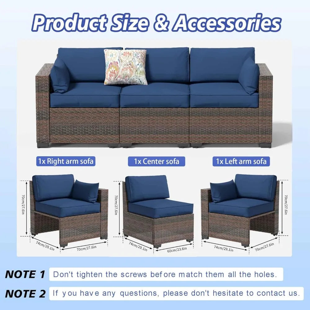 3-Seat PE Wicker Patio Sofa – Deep-Seat High-Back Rattan Outdoor Couch