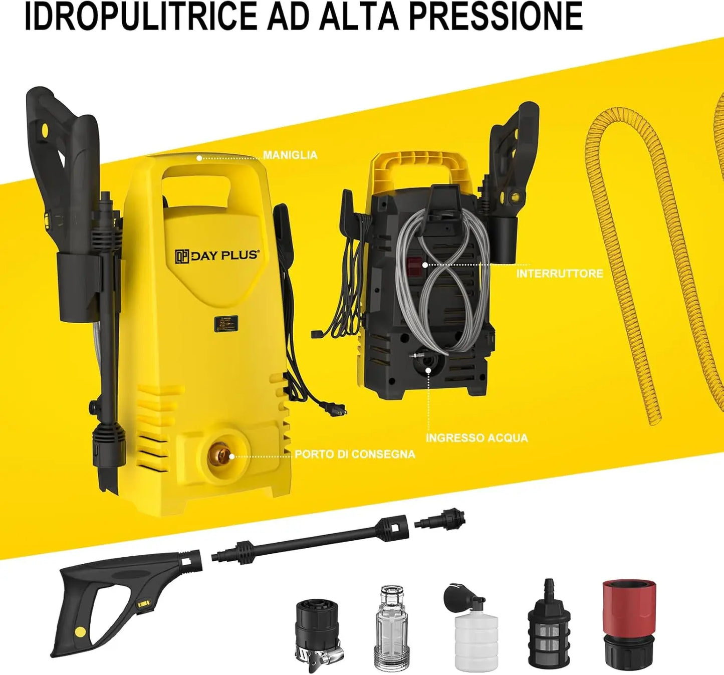 1600W Electric High-Pressure Washer – 120Bar Adjustable Lance