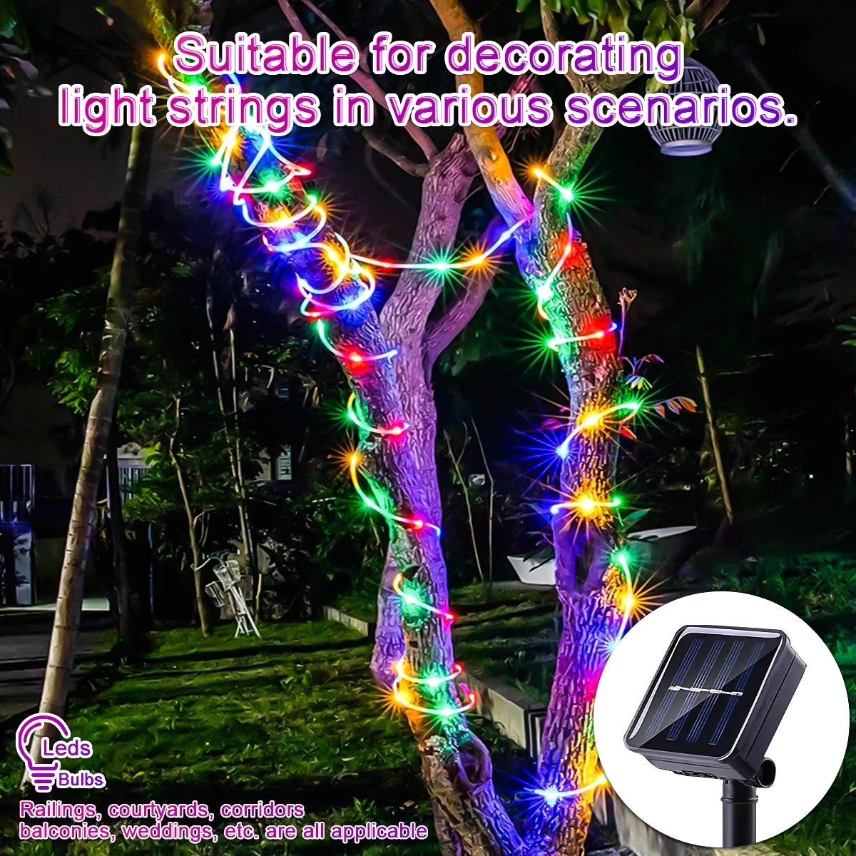 Solar 200 LED Rope Lights – Waterproof Outdoor Fairy Lights
